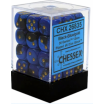Set de 36 dés 6 Chessex Gemini Noir Bleu or
