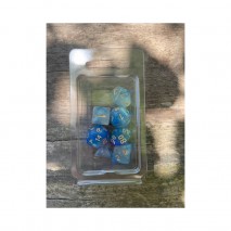 Set De 7 Dès Pailletés Translucides bleu arctique