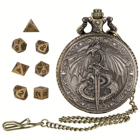 Set De 7 Dès Montre A Gousset Dragon Épée
