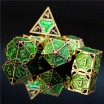 Set de dés Steampunk vert boite métal 