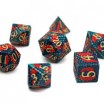 Set de dés écailles de dragon vert rouge boite métal