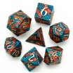 Set de dés écailles de dragon vert rouge boite métal