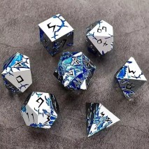 Set de dés Métal Dragon Argent Bleu Boite métal