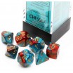 Set De 7 Mini Dès Rouge Bleu Chiffre Or