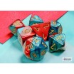 Set De 7 Mini Dès Rouge Bleu Chiffre Or