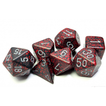 Set de 7 dés Granit Silver Volacano Magma gris CHESSEX