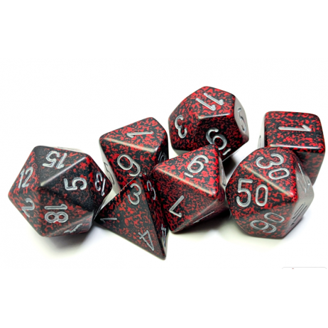 Set de 7 dés Granit Silver Volacano Magma gris CHESSEX