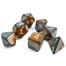 Set de 7 dés Gémini Cuivre Acier/Blanc