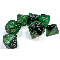 Set de 7 dés Gemini Noir Vert Or
