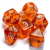 Set de 7 dés Transparent Orange Blanc