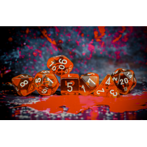 Set de 7 dés Transparent Orange Blanc