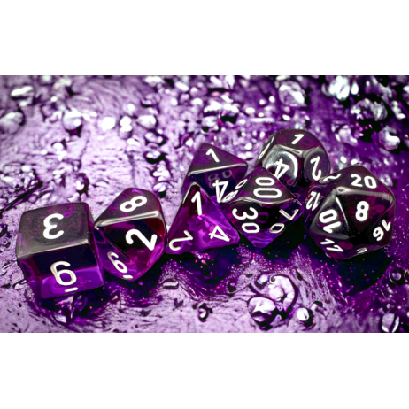 Set de 7 dés Transparant Violet Blanc
