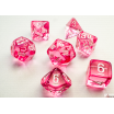 Set de 7 Mini dés Chessex Transparent Rose Blanc