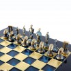 Ensemble échecs cycladique Bleu/Bronze 28x28cm