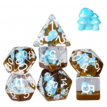 Lot de 7 dés champignon bleu